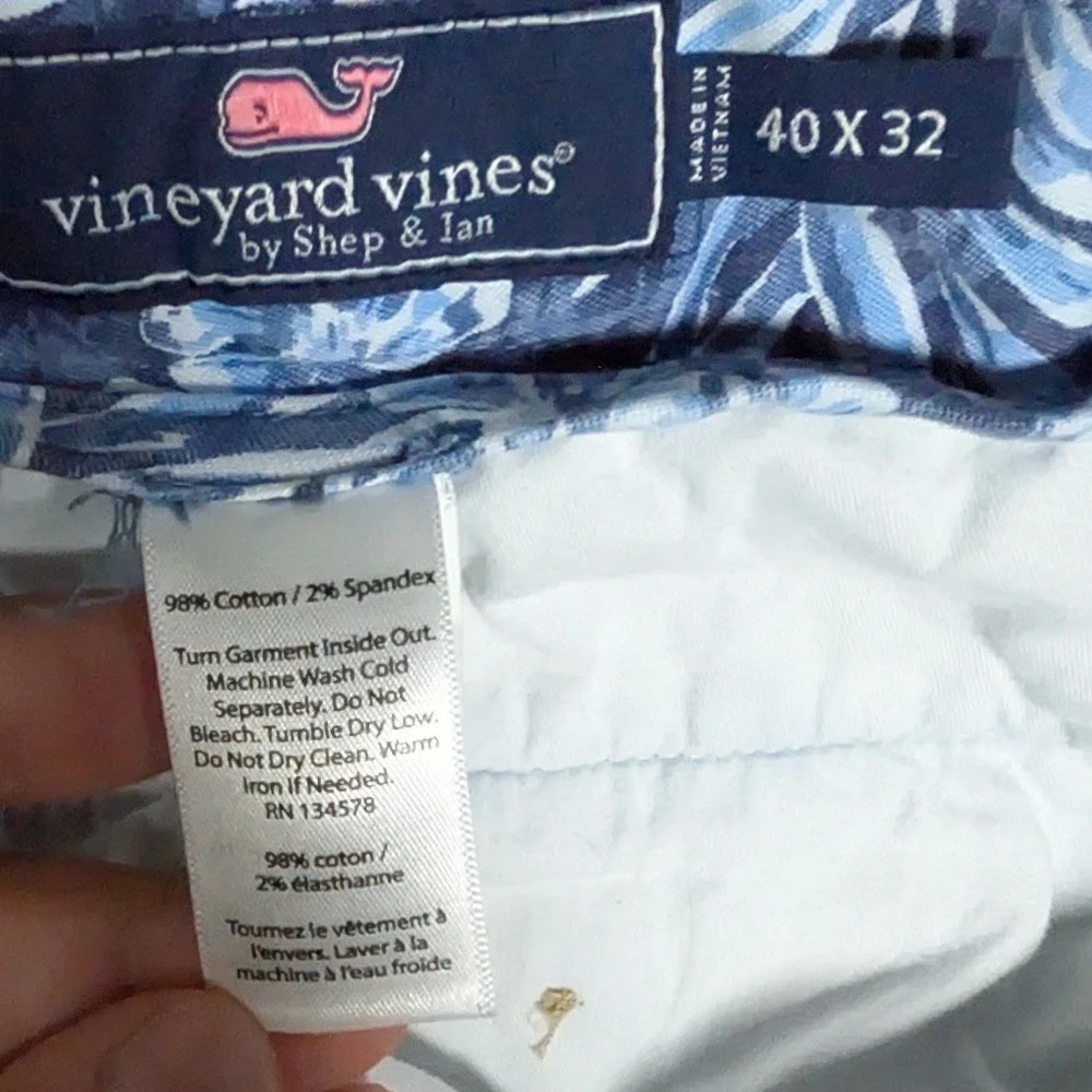 Vineyard Vines Chino Breaker Pants Men 40x32 Blue Floral Tropical Resortwear *39
